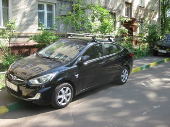 Багажник LUX на аэродинамических дугах для Hyundai Solaris - ОбвесКарРу VIN: 690014-КА LUX Solaris10-6. 