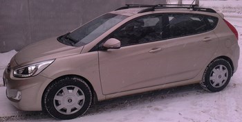 Багажные поперечины для рейлингов Hyundai Solaris хэтчбек (2011-н.в.) - ОбвесКарРу VIN: 2087-АП-02. 