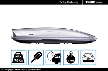 Бокс на крышу Thule Motion Sport 600 глянцевый серебристый (190x67x42 см) - ОбвесКарРу VIN: 6206 / 620600. 