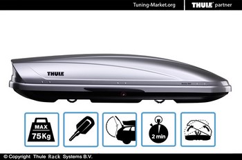 Бокс на крышу Thule Motion XL 800 глянцевый серебристый (205x84x45 см) - ОбвесКарРу VIN: 6208 / 620800. 