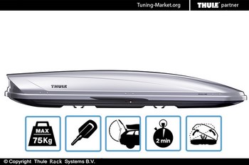 Бокс на крышу Thule Motion XXL 900 серебристый (235x94x47 см) - ОбвесКарРу VIN: 6209 / 620900. 
