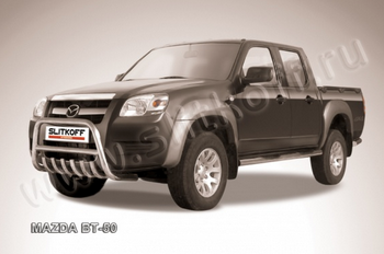 Кенгурятник d57 низкий c защитой картера SLITKOFF для Mazda BT-50 - ОбвесКарРу VIN: MZB004. 