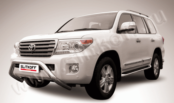 Кенгурятник d76 низкий широкий мини SLITKOFF для Toyota Land Cruiser 200 - ОбвесКарРу VIN: TLC2-13-009. 