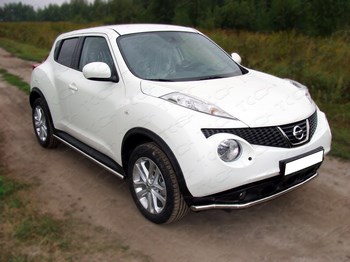 Передняя защита бампера нижняя для Nissan Juke (d42,4 мм) - ОбвесКарРу VIN: NISJUKE4WDT12-01. 