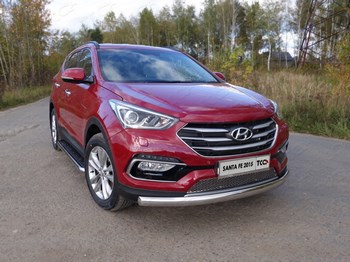 Передняя защита для Hyundai Santa Fe Premium (2015-) - ОбвесКарРу VIN: HYUNSF4WD15-02. 