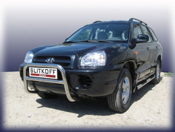 Передняя защита для Hyundai Santa Fe (2000-2012) - ОбвесКарРу VIN: HSFT008. 