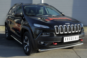 Передняя защита для Jeep Cherokee Trailhawk (2013-2015) - ОбвесКарРу VIN: JCZ-001993. 