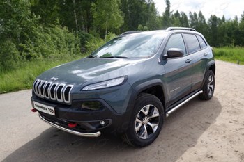 Передняя защита для Jeep Cherokee Trailhawk (2013-2015) - ОбвесКарРу VIN: JEEPCHERTRAIL14-02. 