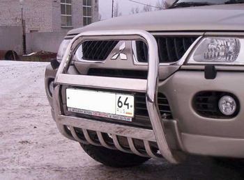Передняя защита для Mitsubishi Pajero Sport (1998-2008) - ОбвесКарРу VIN: MPS004. 