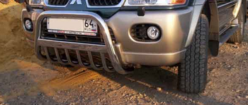 Передняя защита для Mitsubishi Pajero Sport (1998-2008) - ОбвесКарРу VIN: MPS001. 