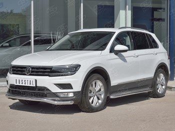 Передняя защита для Volkswagen Tiguan (2017-н.в.) - ОбвесКарРу VIN: VGZ-002713. 