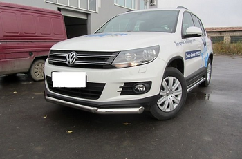 Передняя защита для Volkswagen Tiguan (2011-2016) - ОбвесКарРу VIN: VWTIG-001. 