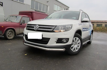 Передняя защита для Volkswagen Tiguan (2011-2016) - ОбвесКарРу VIN: VWTIG-002. 