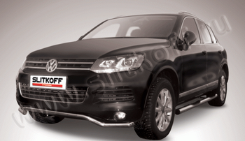 Передняя защита для Volkswagen Touareg (2010-2014) - ОбвесКарРу VIN: VWTR-001. 