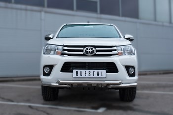 Передняя защита Russtal для Toyota Hilux (2015-н.в.) - ОбвесКарРу VIN: THZ-002148. 