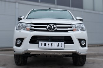 Передняя защита Russtal с надписью для Toyota Hilux (2015-н.в.) - ОбвесКарРу VIN: THZ-002145. 