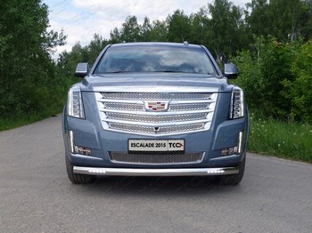 Передняя защита с ДХО для Cadillac Escalade (2015-н.в.) - ОбвесКарРу VIN: CADESC15-04. 