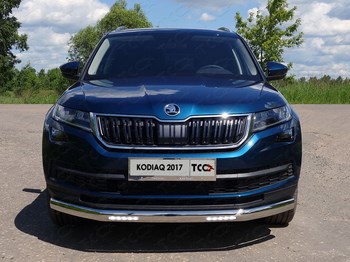 Передняя защита с ДХО для Skoda Kodiaq (2017-н.в.) - ОбвесКарРу VIN: SKOKOD17-18. 