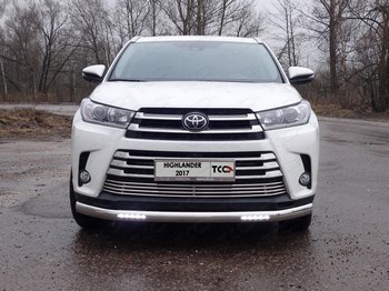 Передняя защита с ДХО для Toyota Highlander (2016-н.в.) - ОбвесКарРу VIN: TOYHIGHL17-30. 