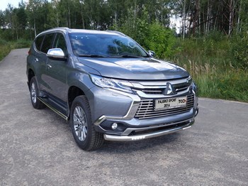 Передняя защита с ДХО для Mitsubishi Pajero Sport (2016-н.в.) - ОбвесКарРу VIN: MITPASPOR16-20. 