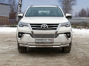 Передняя защита с ДХО для Toyota Fortuner (2016-н.в.) - ОбвесКарРу VIN: TOYFORT17-24. 