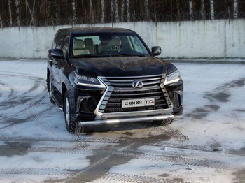 Передняя защита с ДХО для Lexus LX570/450d (2015-н.в.) - ОбвесКарРу VIN: LEXLX450d15-13. 