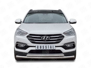 Передняя защита с надписью для Hyundai Santa Fe (2015-н.в.) - ОбвесКарРу VIN: HSFPZ-002443. 