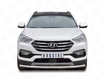 Передняя защита с надписью для Hyundai Santa Fe (2015-н.в.) - ОбвесКарРу VIN: HSFPZ-002442. 