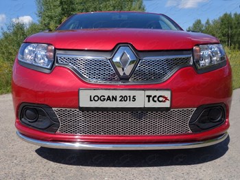 Передняя защита TCC для Renault Logan (2014-н.в.) - ОбвесКарРу VIN: RENLOG15-01. 