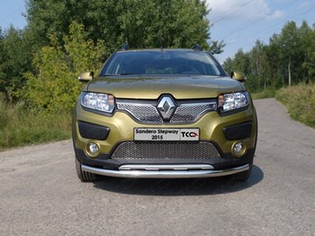 Передняя защита TCC для Renault Sandero Stepway (2014-н.в.) - ОбвесКарРу VIN: RENSANST15-02. 