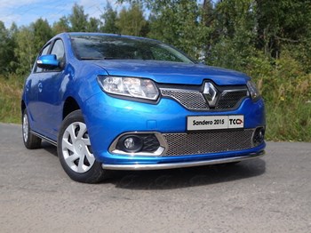 Передняя защита TCC для Renault Sandero (2014-н.в.) - ОбвесКарРу VIN: RENSAN15-01. 