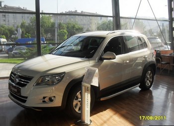 Пороги алюминиевые (Alyans) для Volkswagen Tiguan - ОбвесКарРу VIN: VWTI.47.3923. 