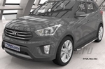 Пороги алюминиевые (Brillant) для Hyundai Creta (черный)