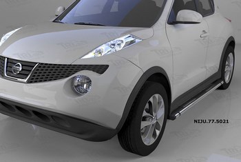Пороги алюминиевые (Emerald Black) для Nissan Juke - ОбвесКарРу VIN: NIJU.77.5021. 