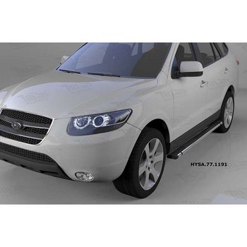 Пороги алюминиевые (Emerald Black) для Hyundai Santa Fe (2006-2010) - ОбвесКарРу VIN: HYSA.77.1191. 