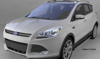 Пороги алюминиевые (Emerald Black) для Ford Kuga (2012-2016) - ОбвесКарРу VIN: FOKU.77.0971. 