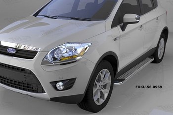 Пороги алюминиевые (Opal) для Ford Kuga (2008-2012) - ОбвесКарРу VIN: FOKU.56.0969. 