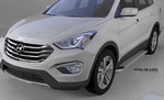 Пороги алюминиевые (Opal) для Hyundai Grand Santa Fe (2012-н.в.)