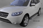 Пороги алюминиевые (Opal) для Hyundai Santa Fe (2010-2012)