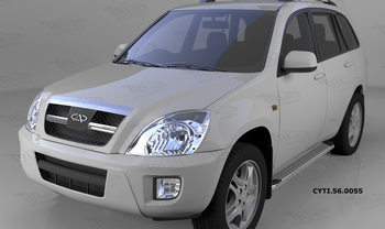 Пороги алюминиевые (Opal) для Chery Tiggo (2005-2011) - ОбвесКарРу VIN: CYTI.56.0055. 