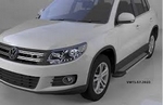 Пороги алюминиевые (Opal) для Volkswagen Tiguan