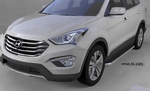 Пороги алюминиевые (Ring) для Hyundai Grand Santa Fe (2012-н.в.)