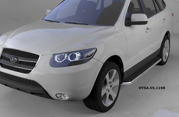 Пороги алюминиевые (Ring) для Hyundai Santa Fe (2010-2012) - ОбвесКарРу VIN: HYSA.55.1198. 