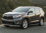 Пороги алюминиевые с черным кантом для Toyota Highlander