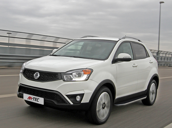 Пороги алюминиевые с черным кантом для Ssang Yong Actyon - ОбвесКарРу VIN: A173ALB. 