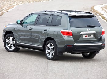 Пороги алюминиевые с нержавеющим кантом для Toyota Highlander - ОбвесКарРу VIN: A180ALP. 