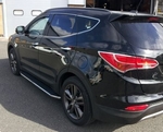 Пороги алюминиевые с нержавеющим кантом для Hyundai Santa Fe (2012-2015)