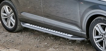 Пороги алюминиевые с пластиковыми накладками для Hyundai Tucson (2015-н.в.) - ОбвесКарРу VIN: B173AL. 