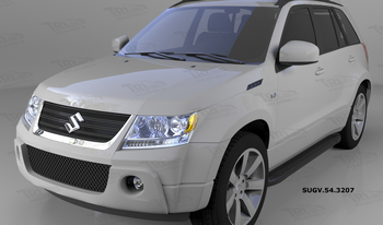 Пороги алюминиевые (Sapphire Black) для Suzuki Grand Vitara - ОбвесКарРу VIN: SUGV.54.3207 (A). 