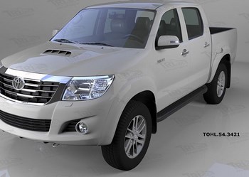Пороги алюминиевые (Sapphire Black) для Toyota Hilux - ОбвесКарРу VIN: TOHL.54.3421. 